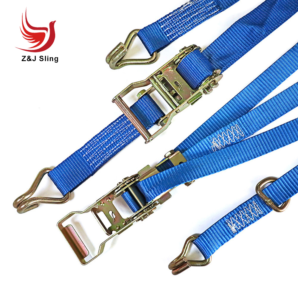 Cargo Lashing Belt Customized Double J Hook Ratchet Tie-Down Lashing Strap
