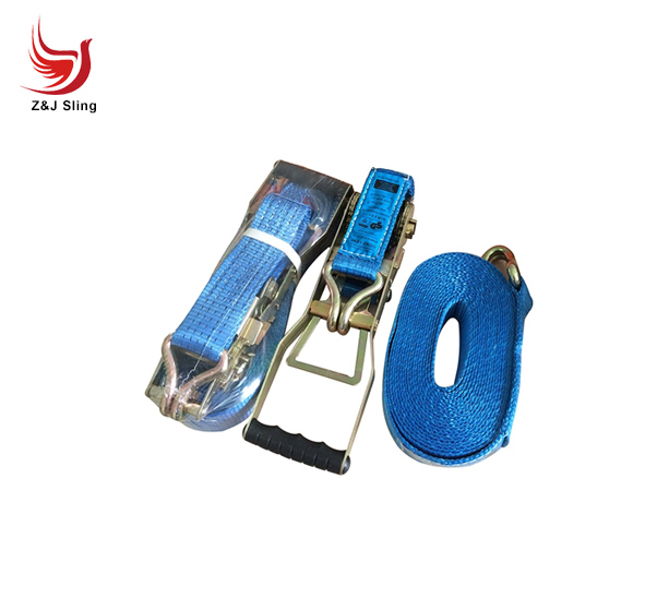 Cargo Lashing Belt Double J Hook Polyester Ratchet Tie Down Lashing Strap