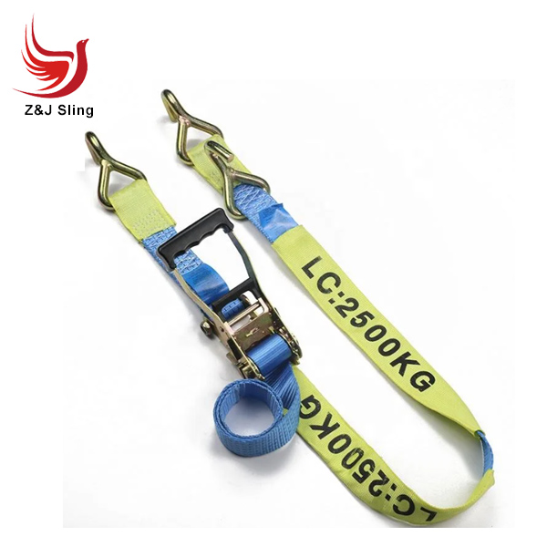 Cargo Lashing Belt Customized Double J Hook Ratchet Strap Tie-Down Lashing Strap