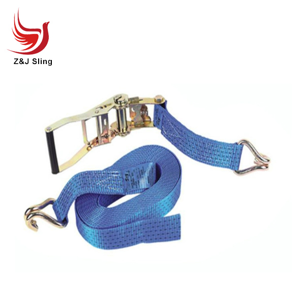 Cargo Lashing Belt Customized Double J Hook Ratchet Strap Tie-Down Lashing